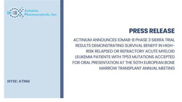 Actinium Announces Phase 3 Iomab-B SIERRA Data Accepted for Late-Breaker Presentation at the Transplantation & Cellular Therapy Tandem Meetings