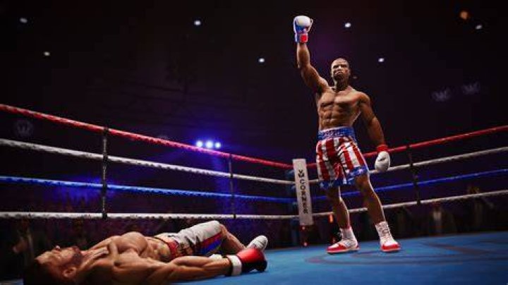 Adonis is in a boxing ring ready to throw a punch in Creed III.