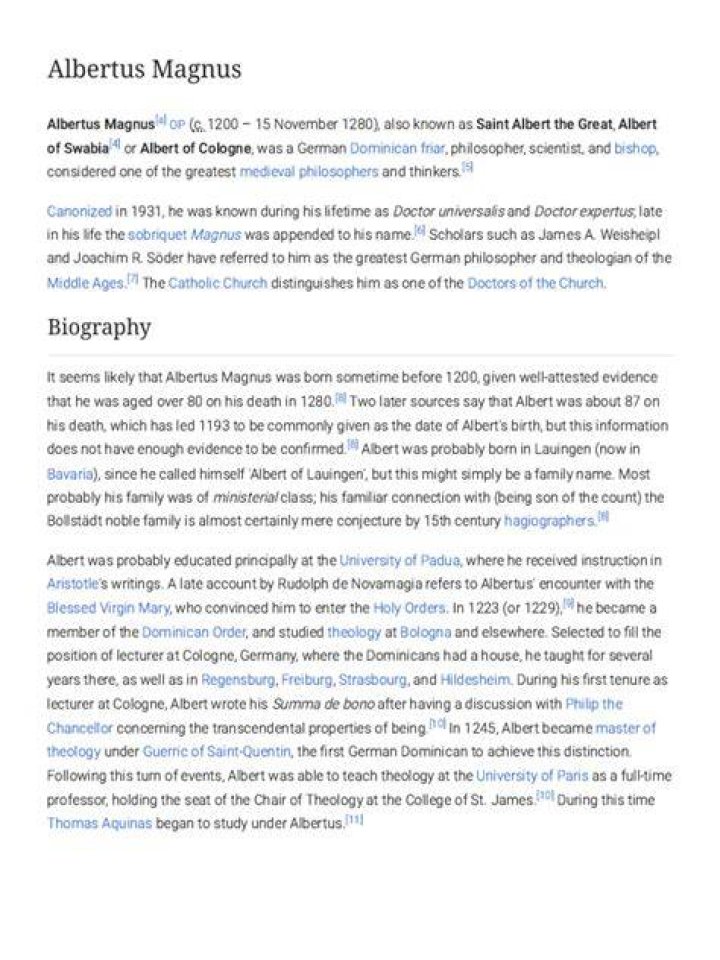 Albertus Magnus Biography
