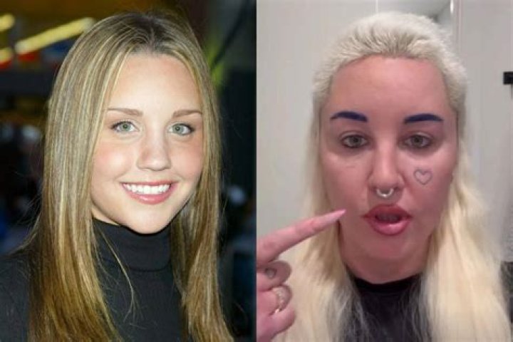 Amanda Bynes before and after her face tattoo, compared