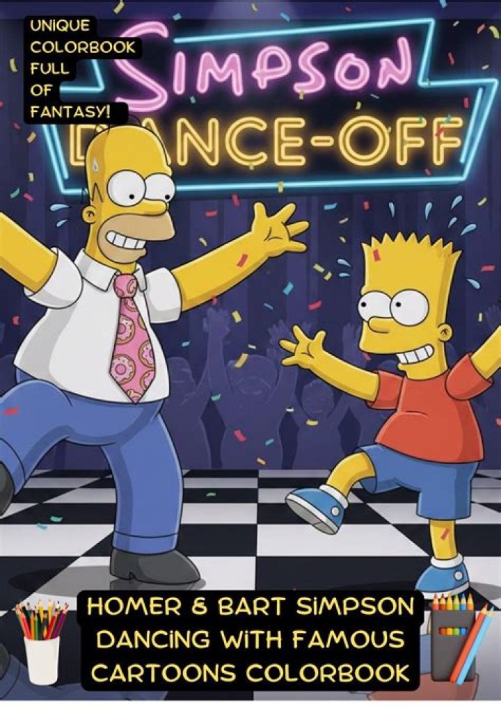 Bart and Homer are dancing with hats. 