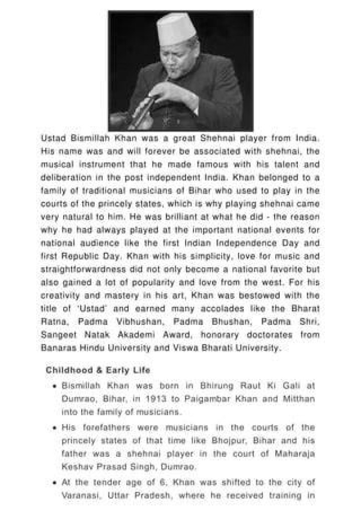 Bismillah Khan Biography - Childhood, Life Achievements & Timeline