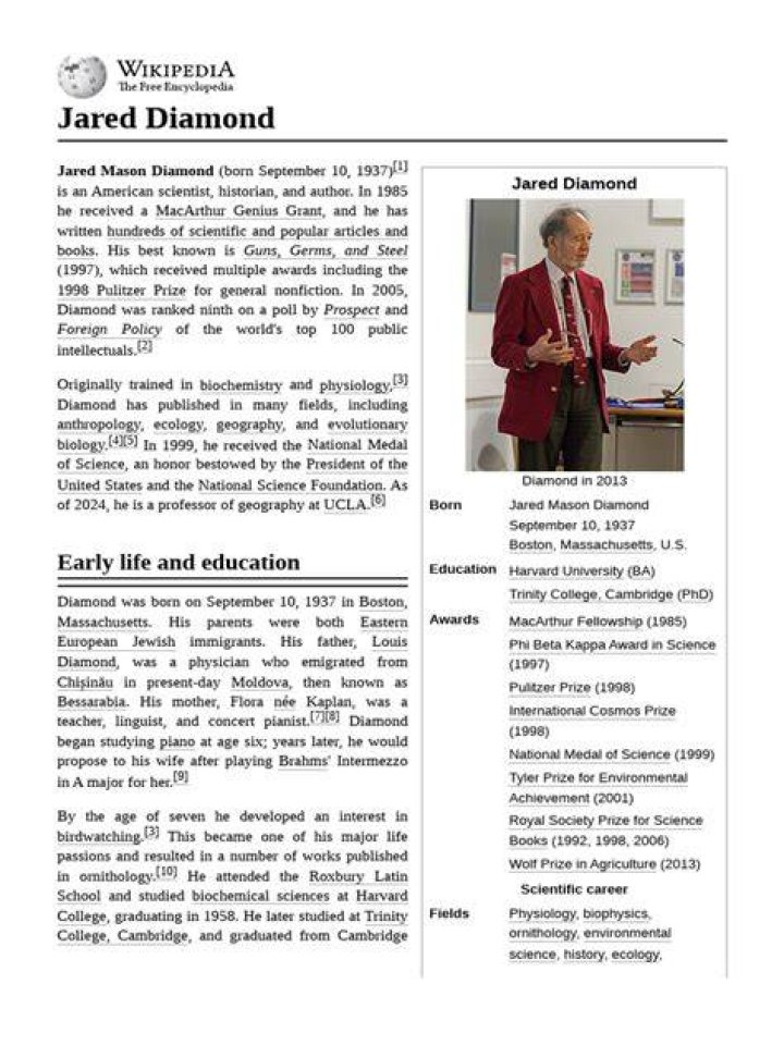 Jared Diamond Biography - Childhood, Life Achievements & Timeline