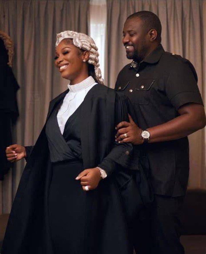 John Dumelo, wife step out in style in blazers in London