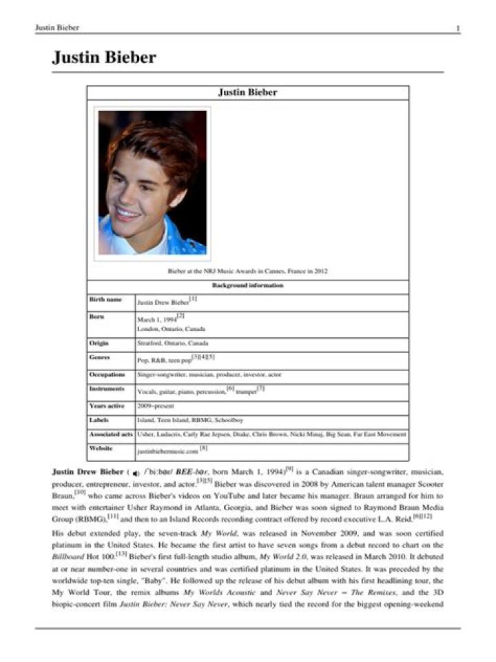 Justin Bieber Biography
