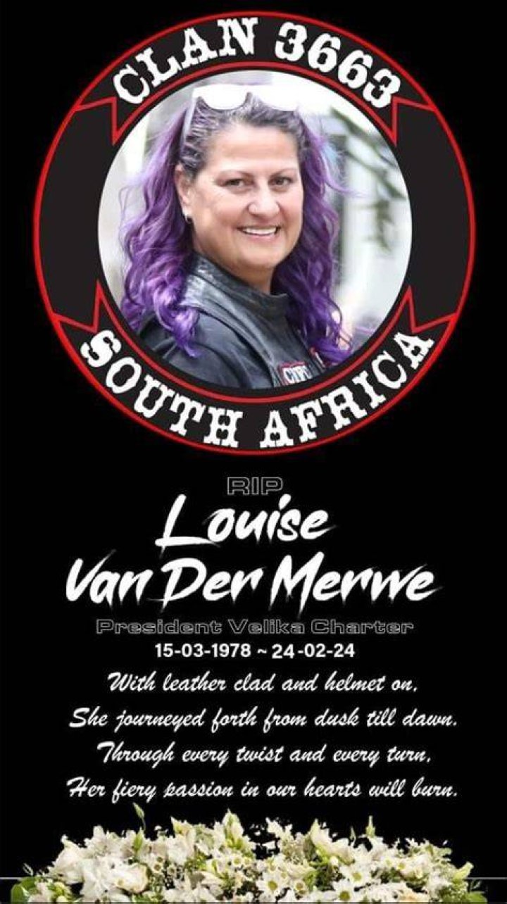 Louise Van Der Merwe Dies in motorcycle accident near Monte Christo