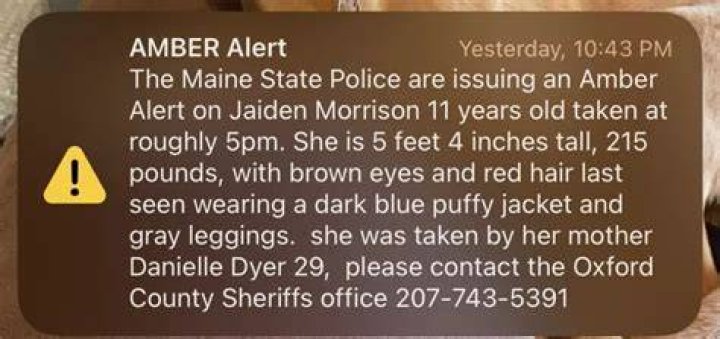 Maine Amber Alert:  Jade Morrison Abducted By Mother, Danielle Dyer