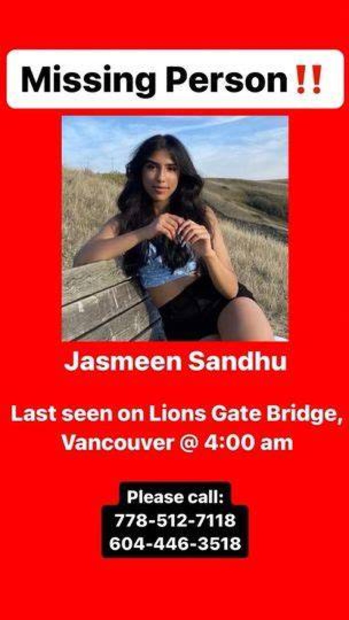 Missing Jasmeen Sandhu Update: Jasmine Sandhu Missing Since June 23 – Lions Gate Bridge Girl