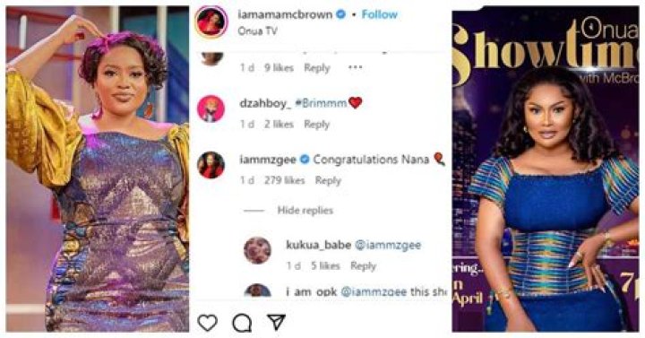 MzGee Congratulates McBrown For Epic Premiere Of Onua Showtime With Nana Ama McBrown