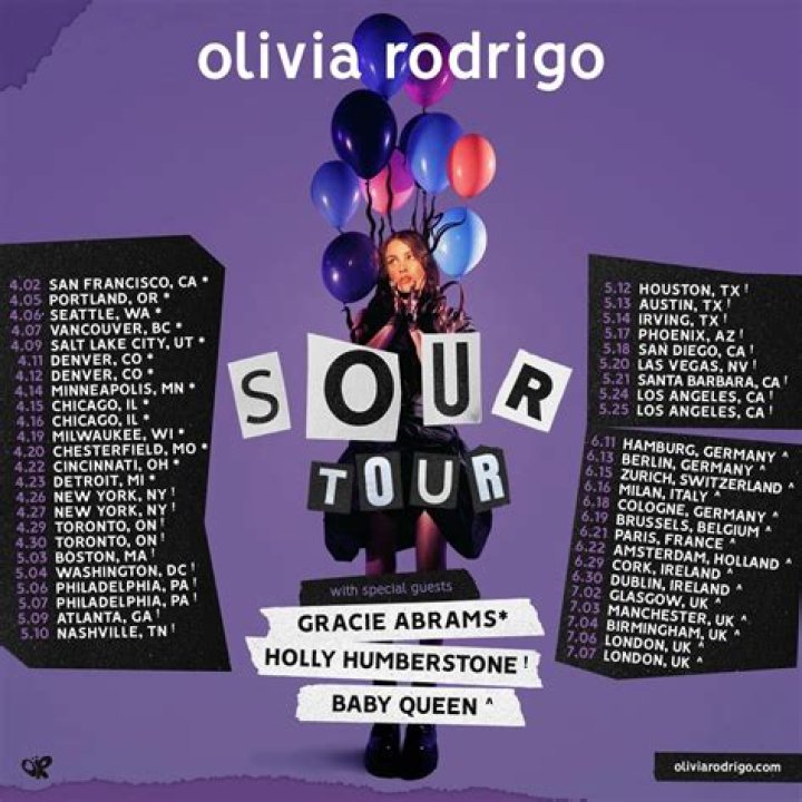 Olivia Rodrigo Sour Tour 2022 dates, venues, guest artists