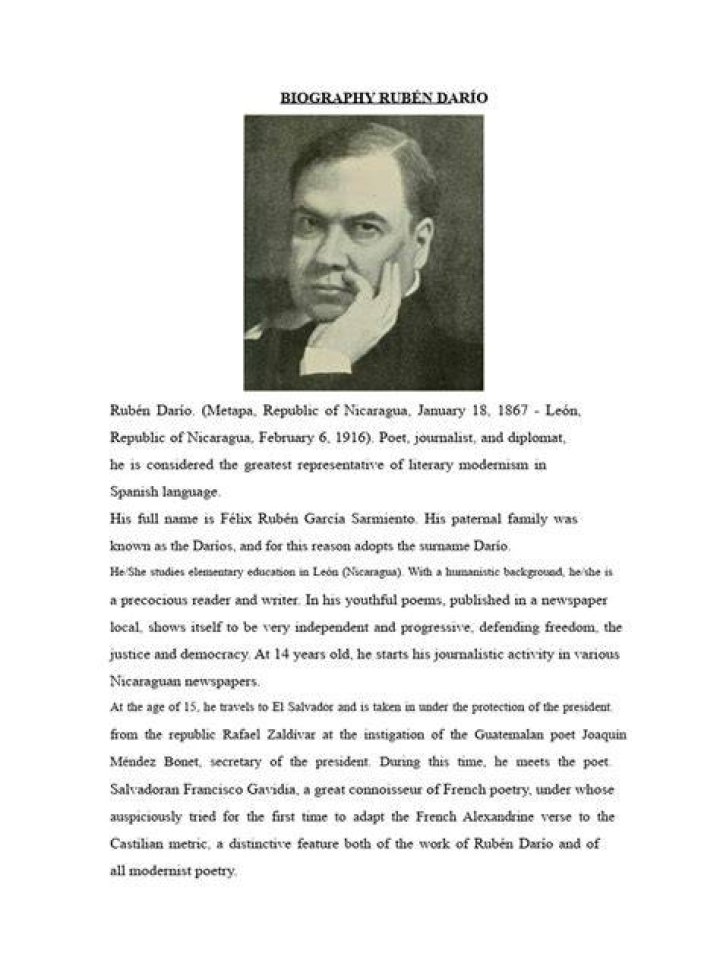 Rubén Darío Biography - Facts, Childhood, Family Life & Achievements