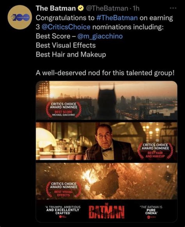 ‘The Batman’ receives Critics Choice Association’s Seal of Distinction