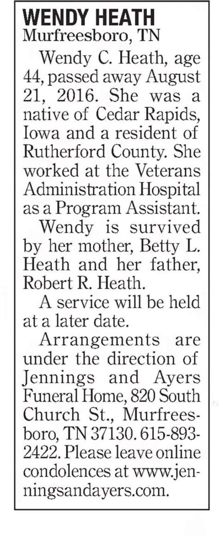 Wendy Heath Obituary: Eagan MN,