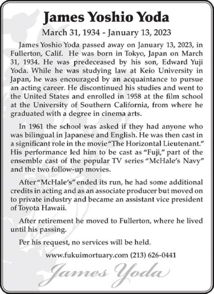 Who inherited Yoshio Yoda money and estate?